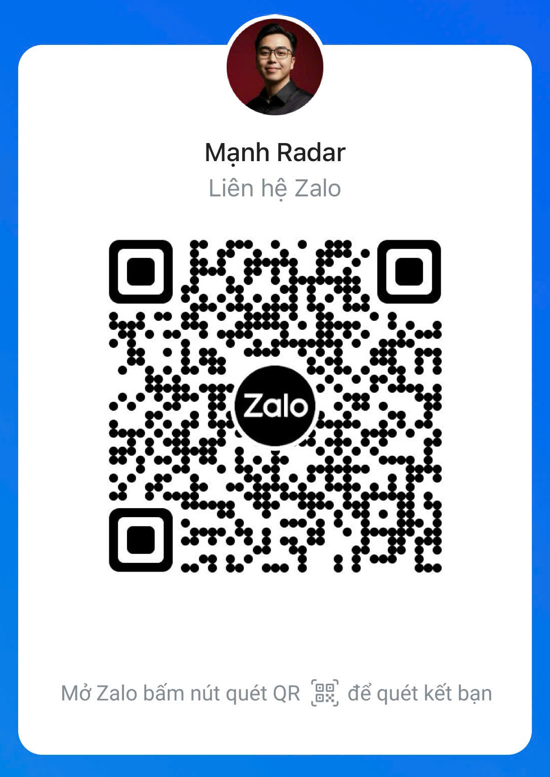 QR Zalo Tube Radar — quét để kết bạn và nhắn tin